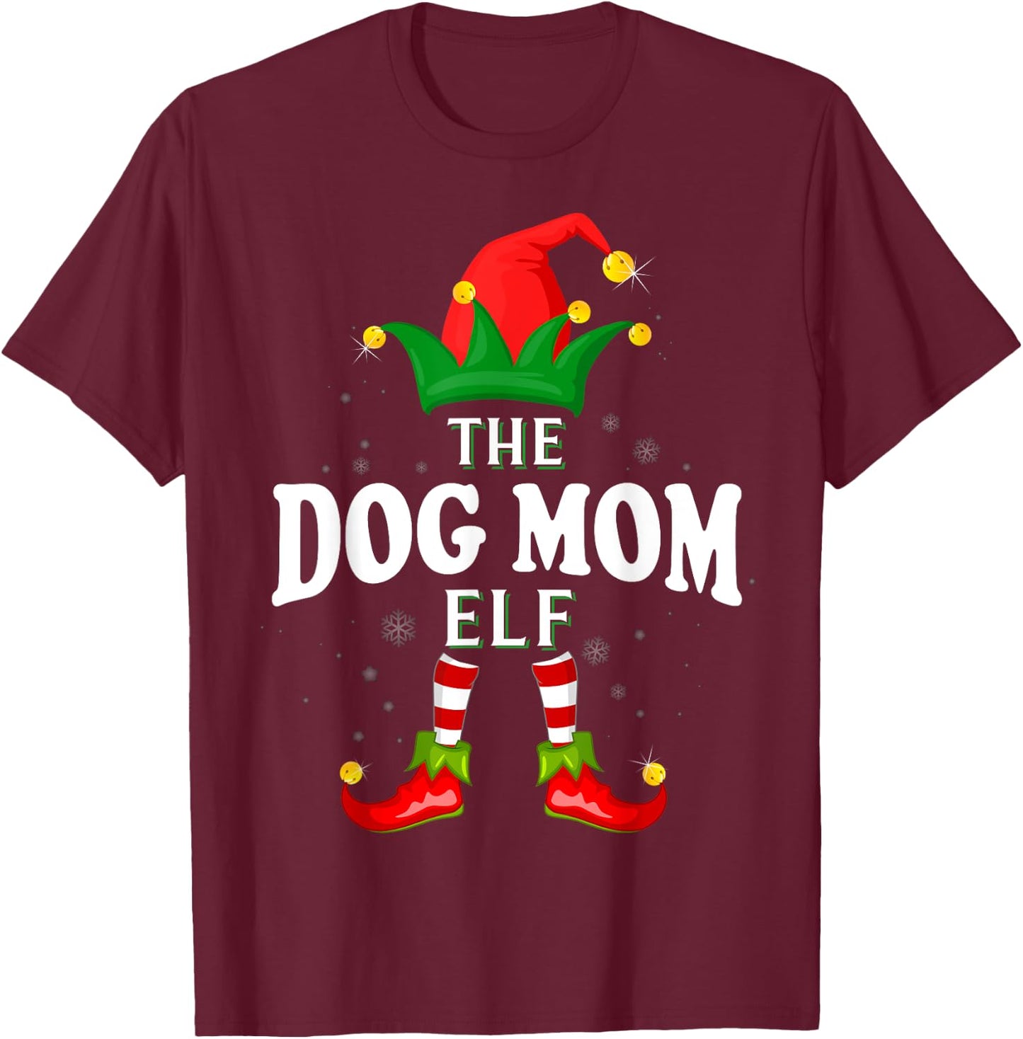 Xmas Dog mom Elf Family Matching Christmas Pajama T-Shirt - T-Shirt | Maroon