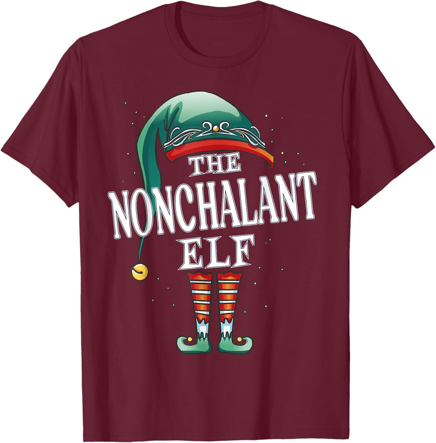 Nonchalant Elf Christmas Group Xmas Pajama Party T-Shirt - T-Shirt | Maroon