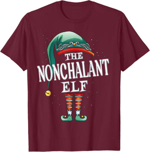 Nonchalant Elf Christmas Group Xmas Pajama Party T-Shirt - T-Shirt | Maroon