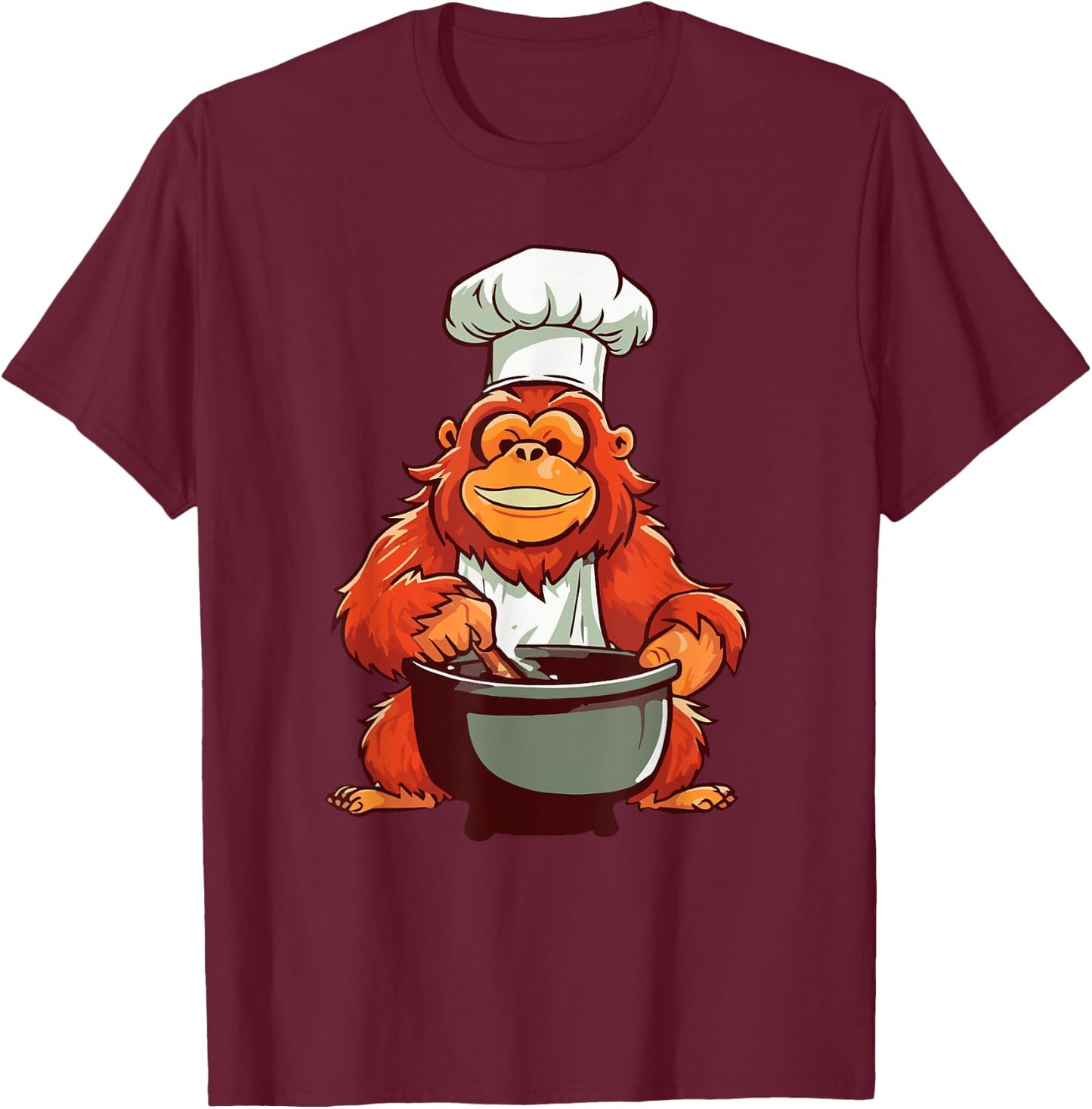 Orangutans Hobby Chef Cooking Monkey Jungle T-Shirt - T-Shirt | Maroon