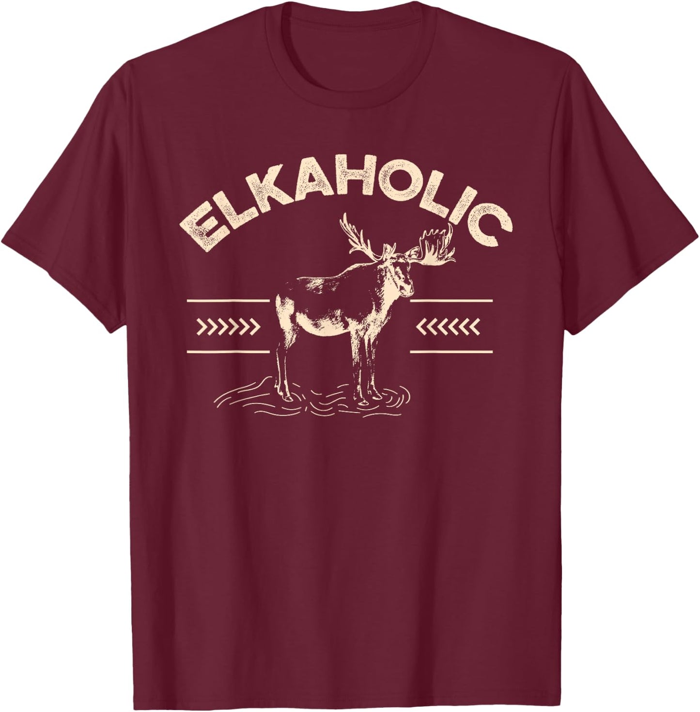 Elkaholic Deer Hunter T-Shirt - T-Shirt | Maroon