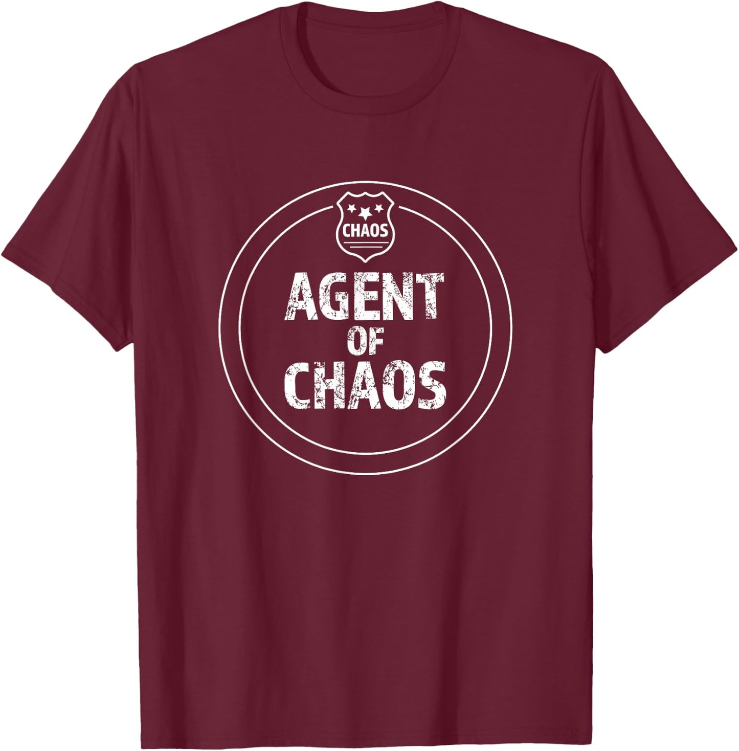 Kid Police Agent Agent of Chaos - Boys' Black Small Modern Humorous Fun Police Agent Design Cotton 60% Polyester 40% Short Sleeve T-Shirt - T-Shirt | Maroon