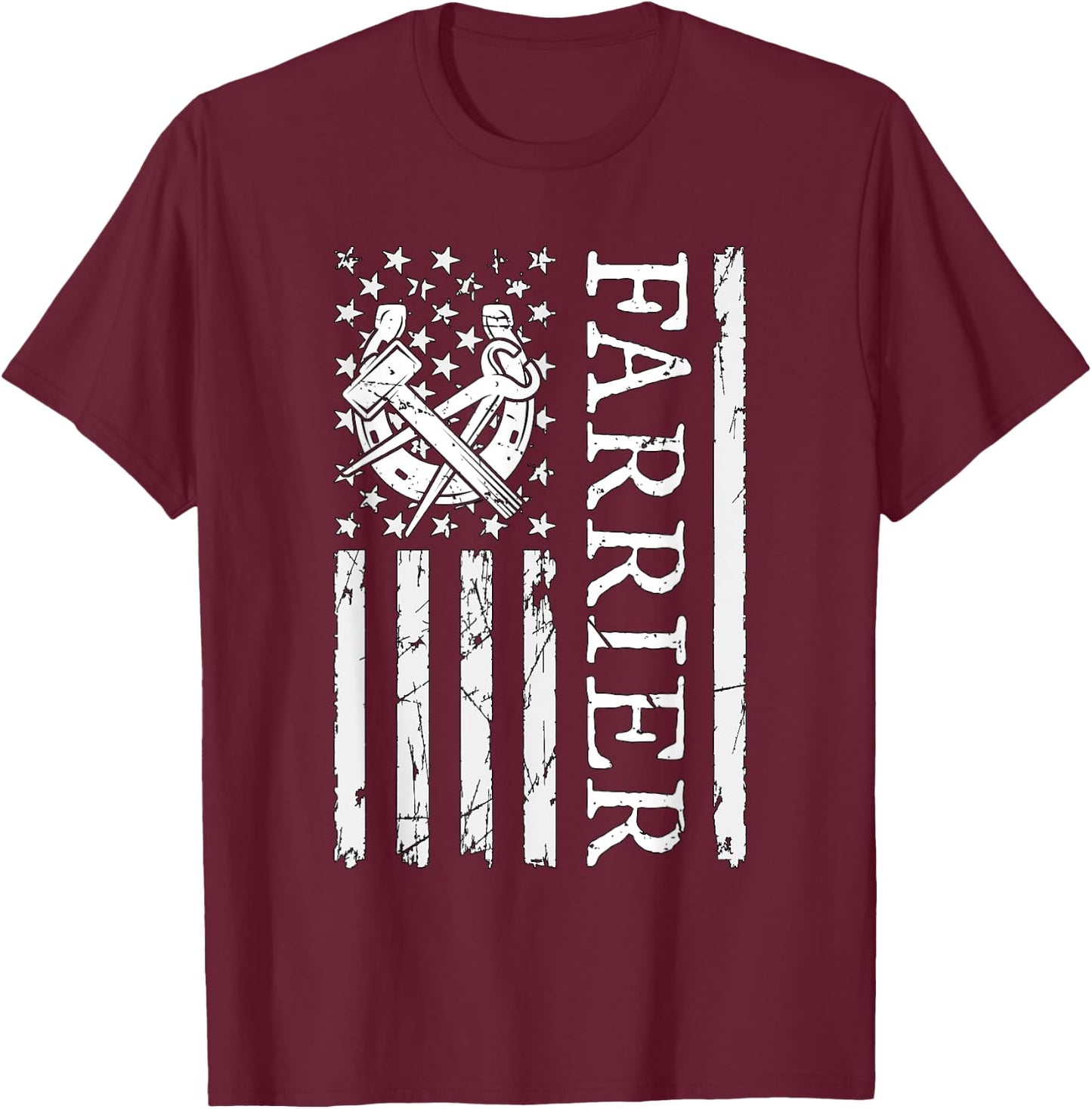 Farrier Flag Loves Blacksmithing Metalworker Forging Farrier T-Shirt - T-Shirt | Maroon