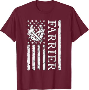 Farrier Flag Loves Blacksmithing Metalworker Forging Farrier T-Shirt - T-Shirt | Maroon