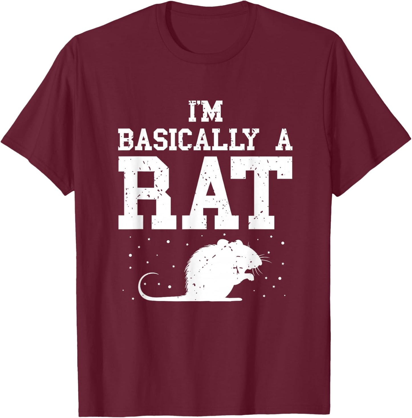 Basically Rat Vintage Rat Owner Rodent Rat Lover Mouse T-Shirt - T-Shirt | Maroon