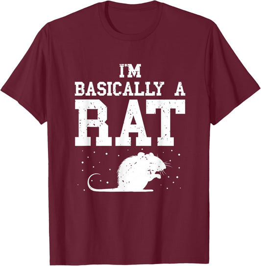 Basically Rat Vintage Rat Owner Rodent Rat Lover Mouse T-Shirt - T-Shirt | Maroon