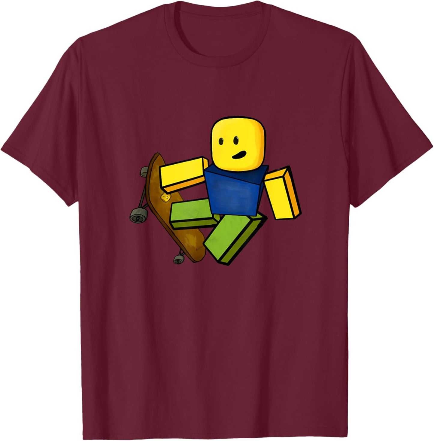 Blox Noob Skater | Funny Meme Gaming Gift Gamers T-Shirt - T-Shirt | Maroon