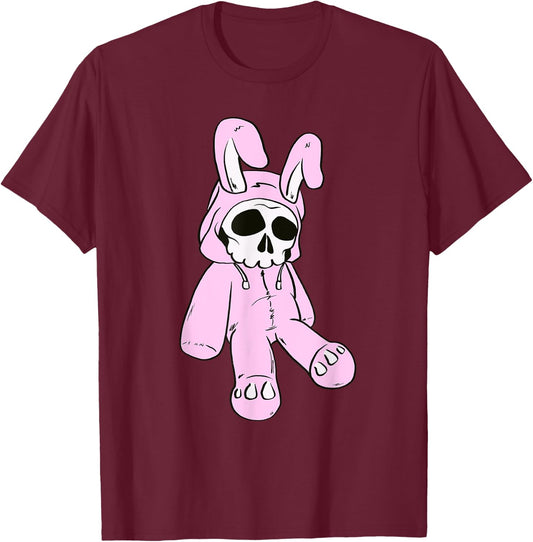 Skull Bunny Pink Dead Bunny Costume Skeleton Manga Rabbit T-Shirt - T-Shirt | Maroon