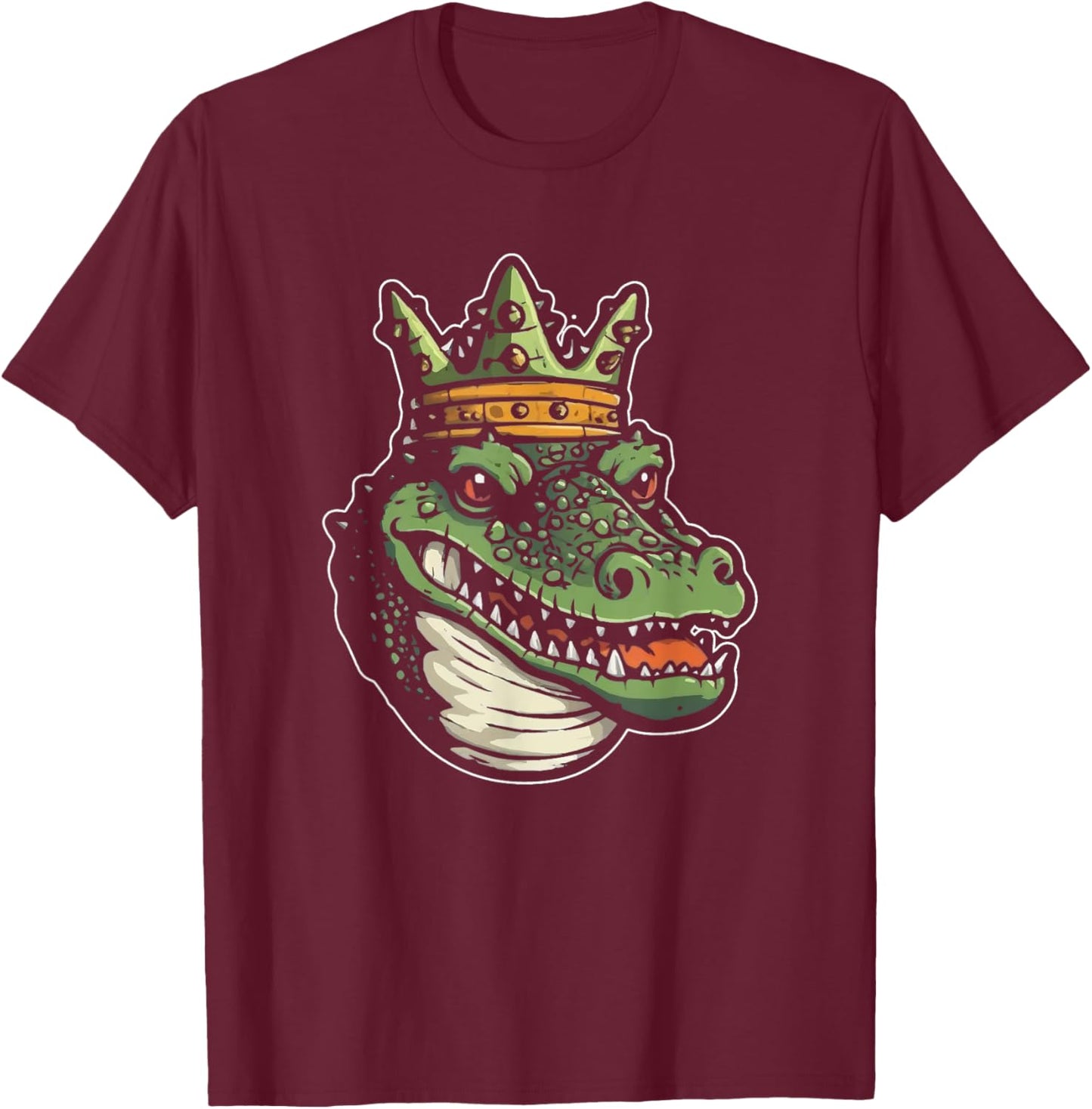 Alligator Crown Cute Crocodile Wildlife Animal King T-Shirt - T-Shirt | Maroon