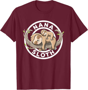 Nana Sloth Family Matching Zoo Nana To Be Granny Cute Sloth T-Shirt - T-Shirt | Maroon