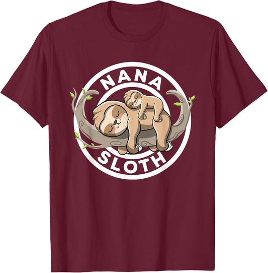 Nana Sloth Family Matching Zoo Nana To Be Granny Cute Sloth T-Shirt - T-Shirt | Maroon