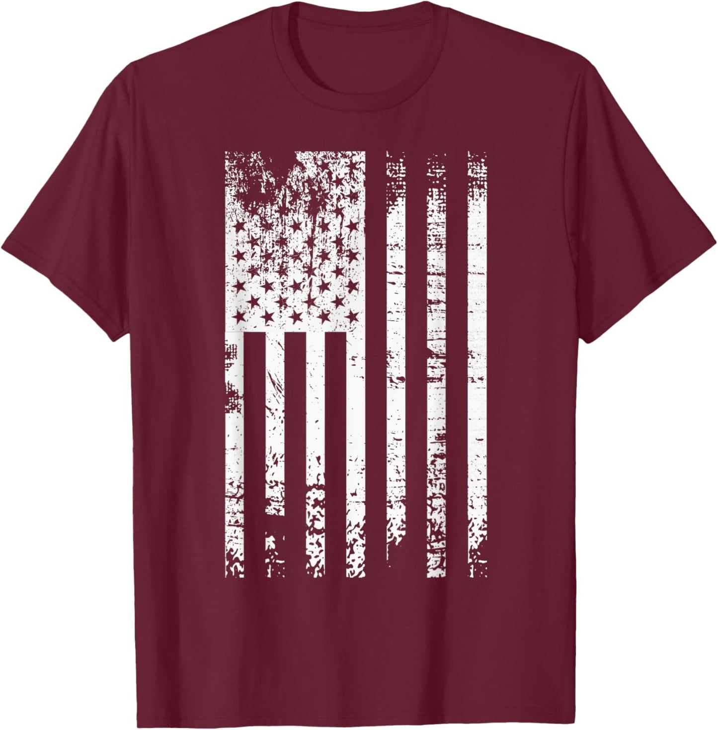 Black & White Flag | Vintage Patriotic USA American Flag Women Kids Men T-Shirt - T-Shirt | Maroon