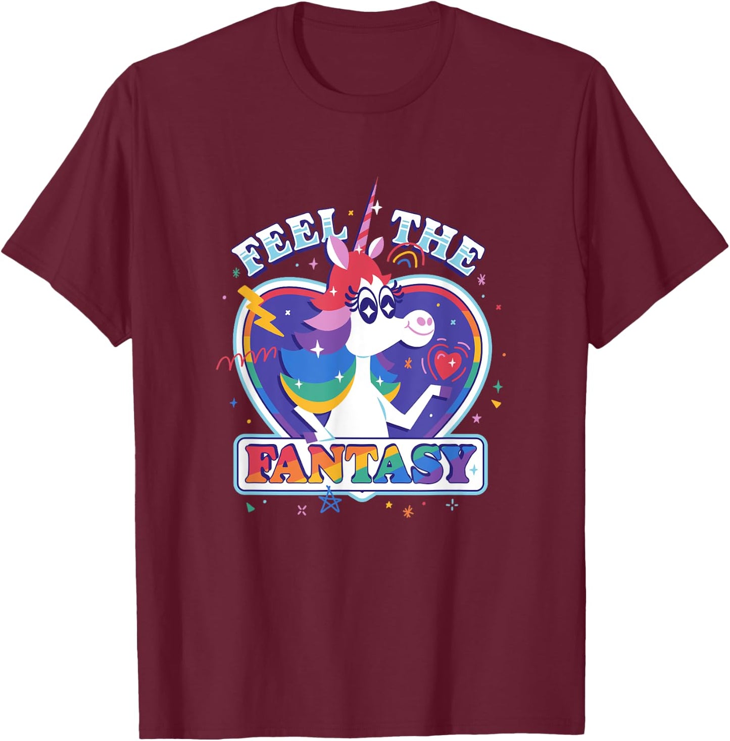 Disney Pixar Inside Out Fantasy Rainbow Unicorn T-Shirt - T-Shirt | Maroon