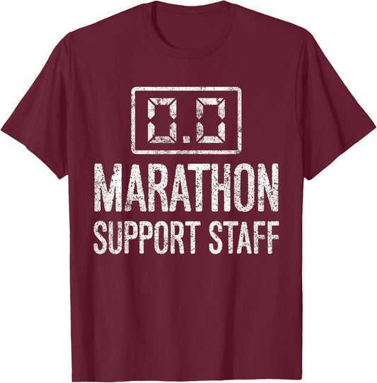 0.0 Marathon Support Crew Running Marathon Runner T-Shirt - T-Shirt | Maroon