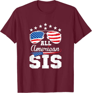 All American Sis 4th of July Matching Family T-Shirt - T-Shirt | Maroon