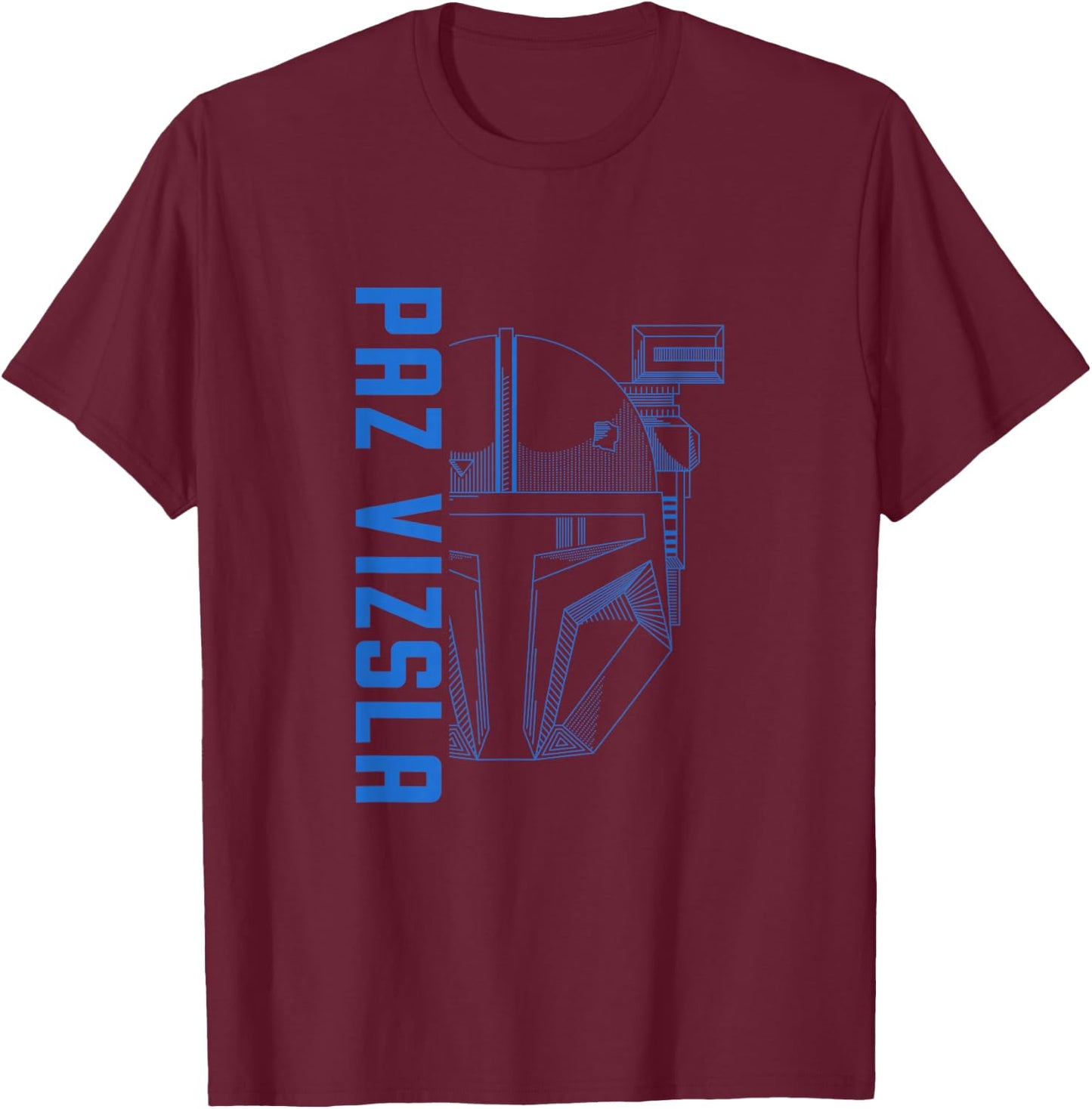 Star Wars: The Mandalorian Paz Vizsla Line Art Portrait T-Shirt - T-Shirt | Maroon