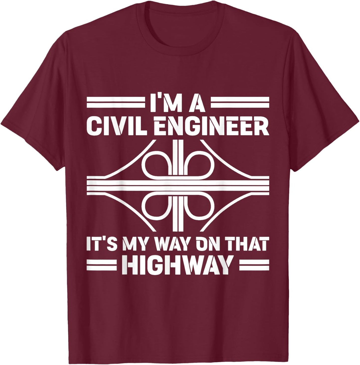 Civil Engineering & Civil Engineer -Adults Black Small Modern Short Sleeve T-Shirt - T-Shirt | Maroon