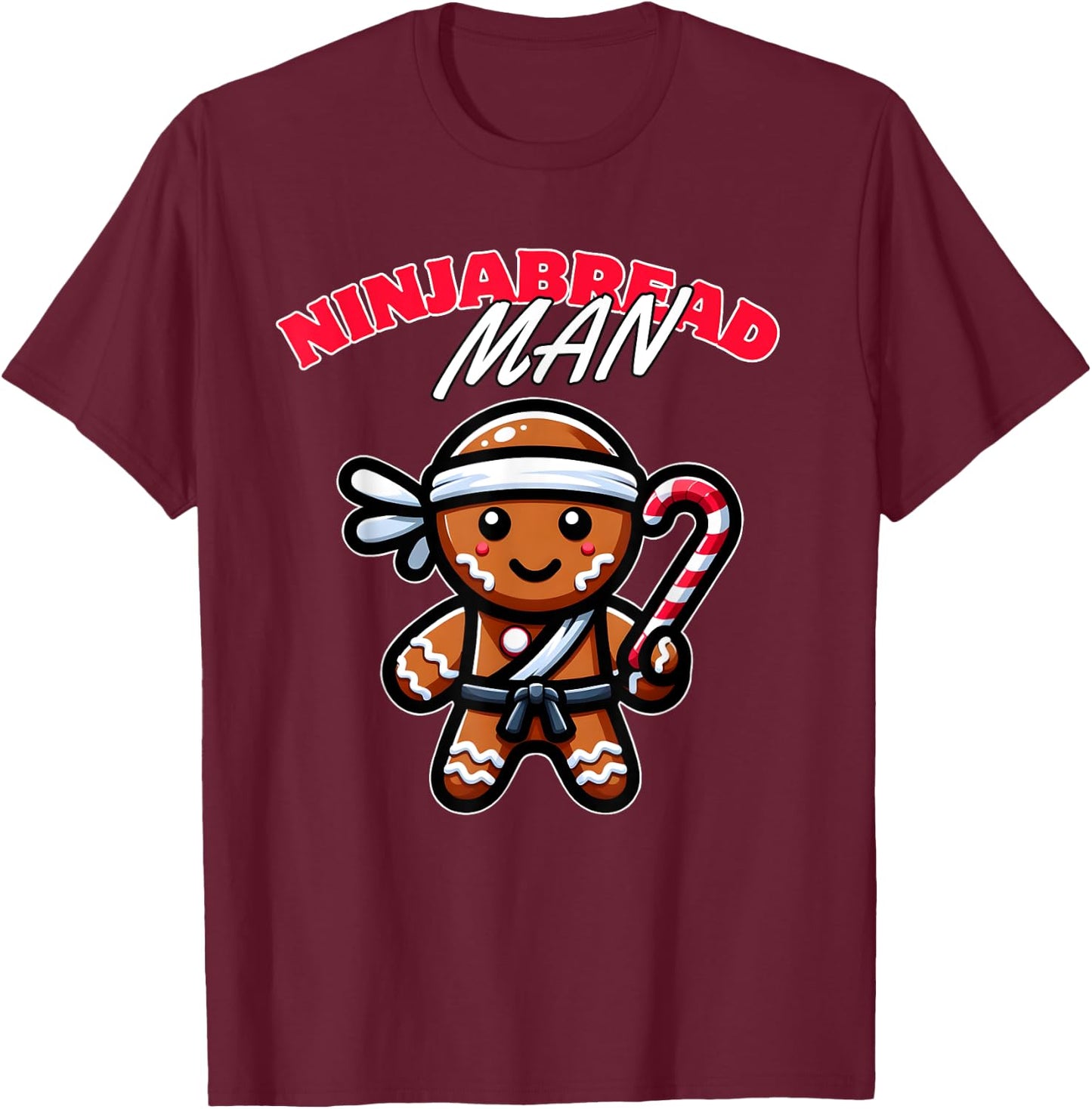 Funny Christmas Ninja Gingerbread Ninjabread T-Shirt - T-Shirt | Maroon