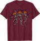 Spooky Dancing Pumpkin Head Skeletons T-Shirt - T-Shirt | Maroon