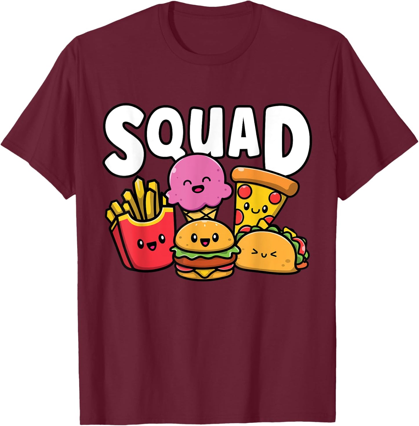 Junk Food Squad Cute Funny Fast Food Lover Foodie T-Shirt - T-Shirt | Maroon