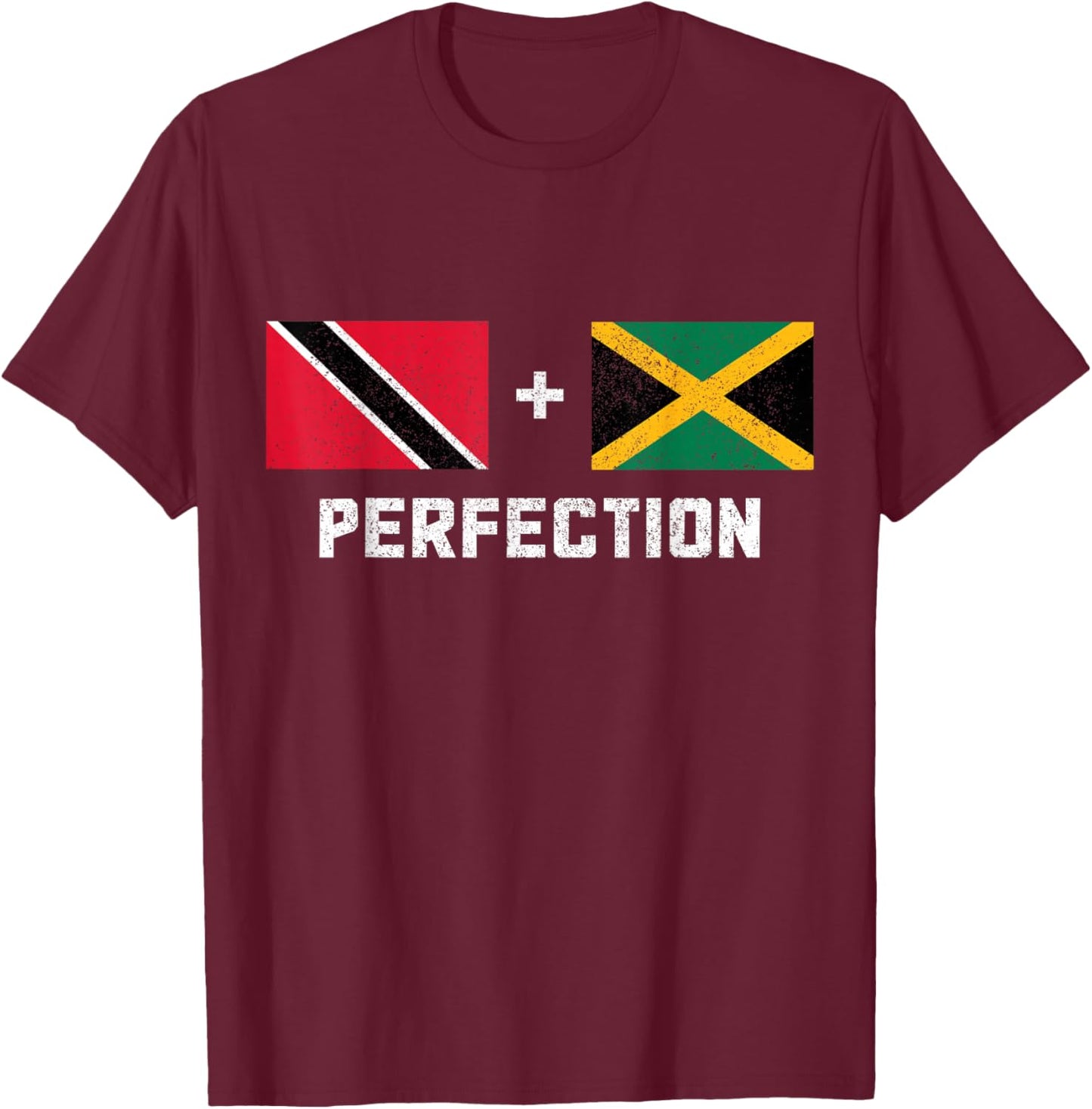 Trinidad & Tobago Jamaica Pride Jamaican Trinidadian Flag T-Shirt - T-Shirt | Maroon