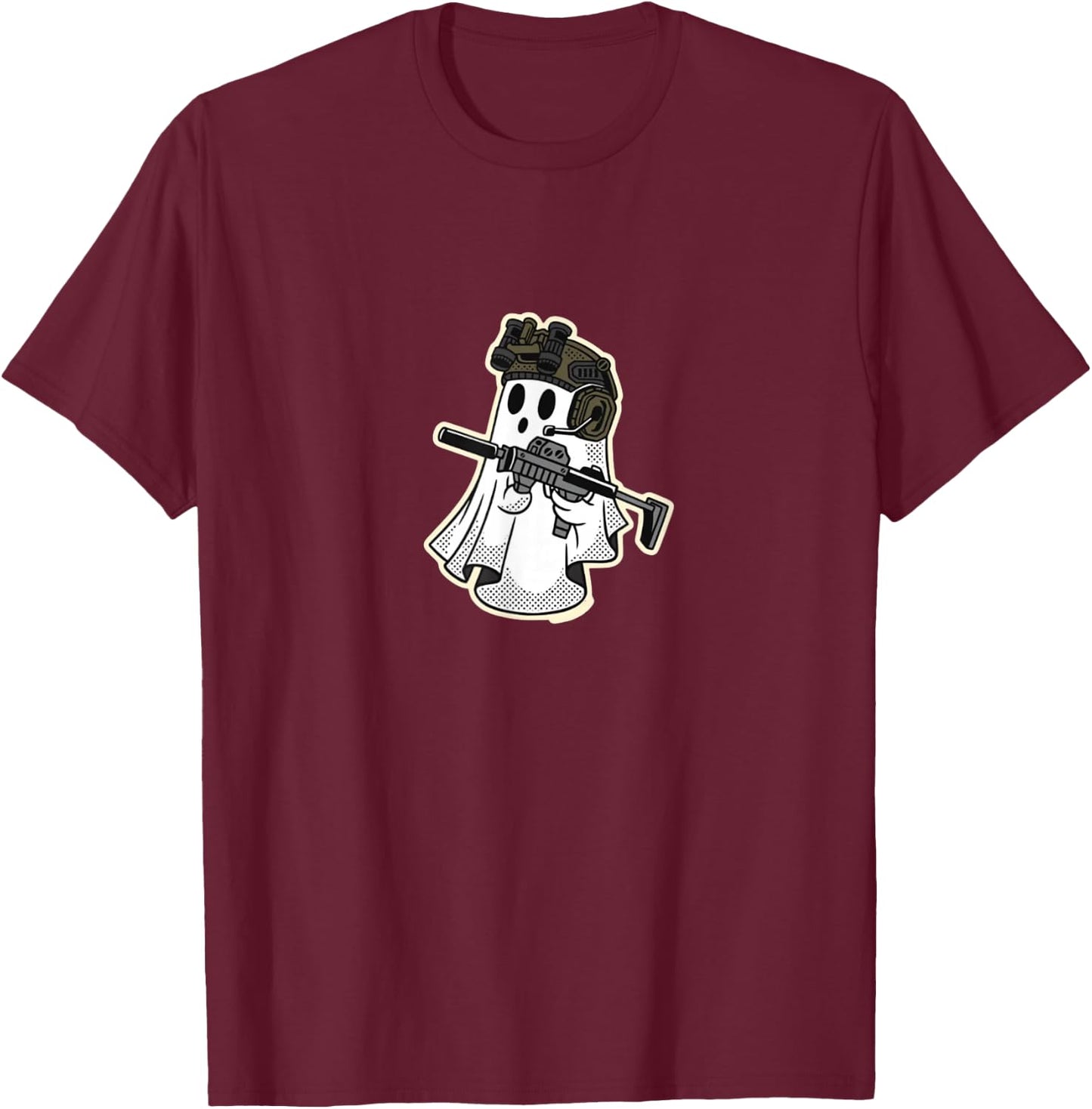 SF Ghost - Spooky Scary Special Forces! Funny military ghost T-Shirt - T-Shirt | Maroon