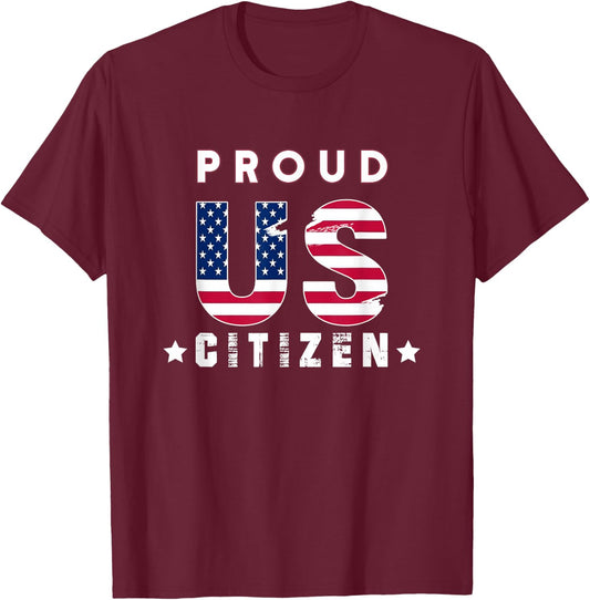 Proud to be an US citizen gift women men american T-Shirt - T-Shirt | Maroon