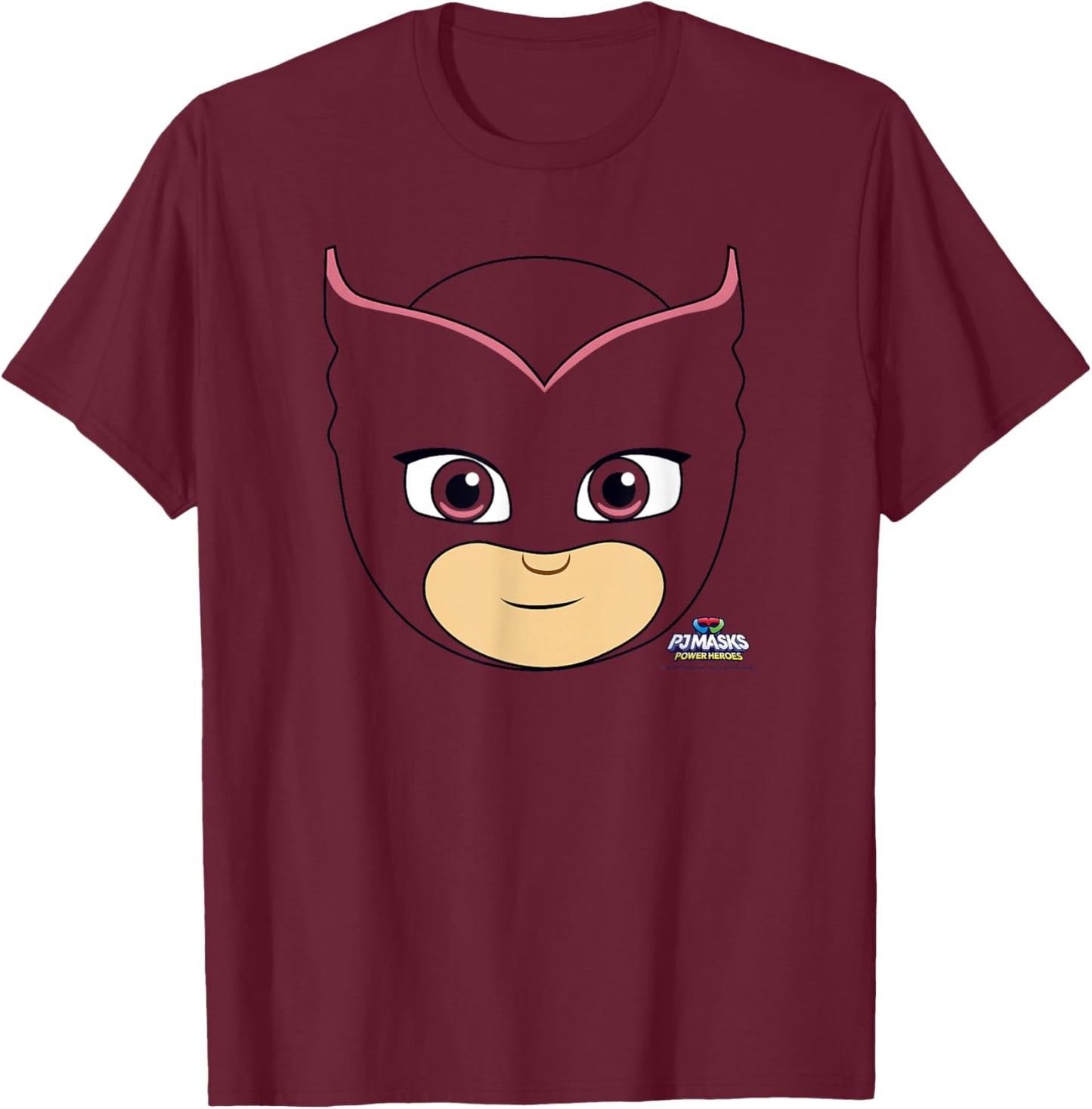 PJ Masks Owlette Power Hero Big Face Logo T-Shirt - T-Shirt | Maroon
