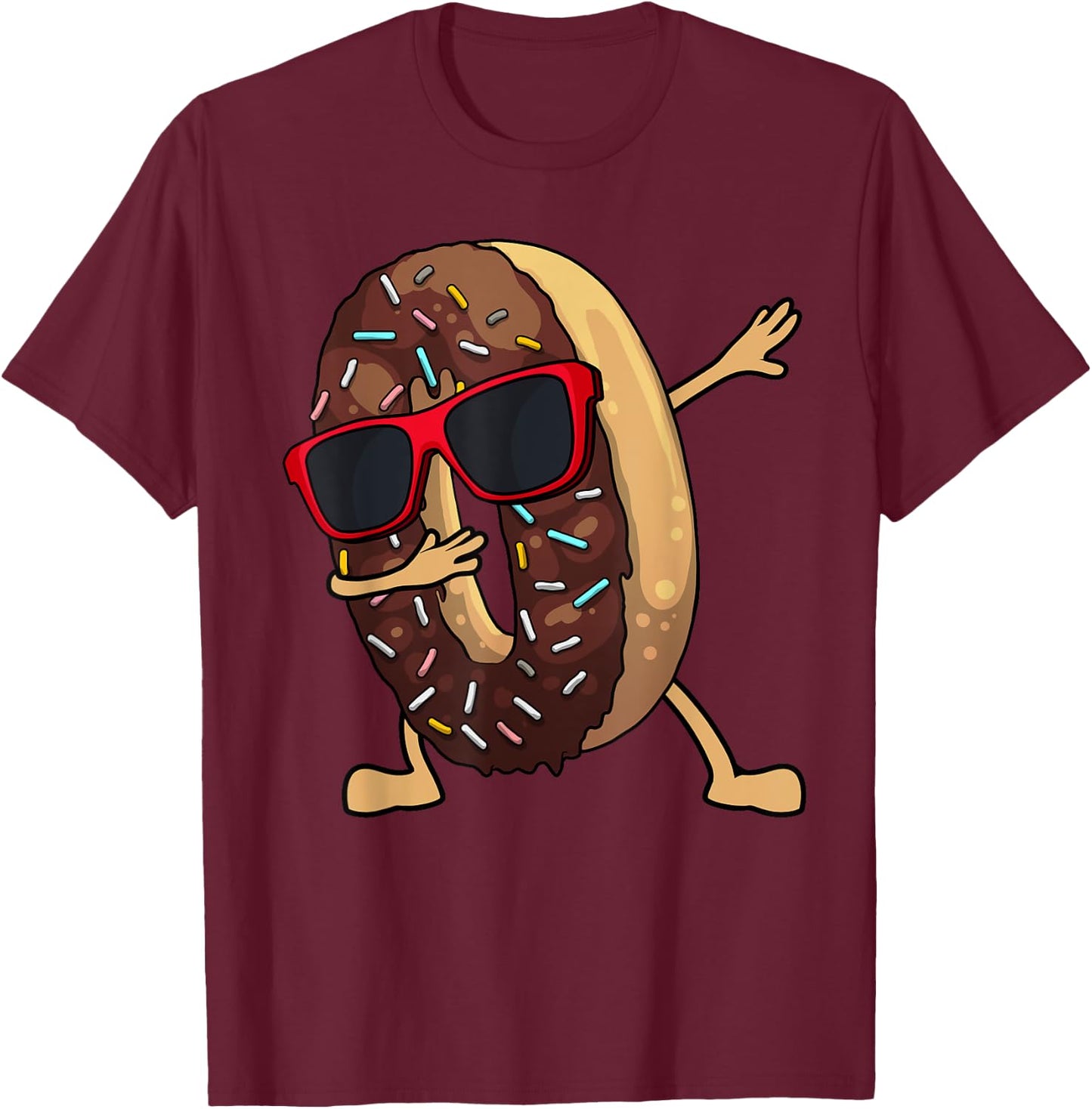 Funny Dabbing Donut Art Women Kids Youth Donut Lover T-Shirt - T-Shirt | Maroon