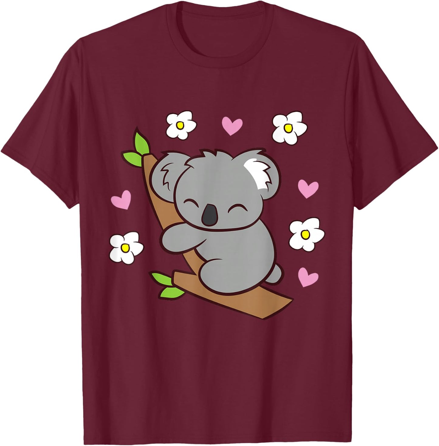 Koala Cute Koala Bear with Flowers Australia Koala T-Shirt - T-Shirt | Maroon
