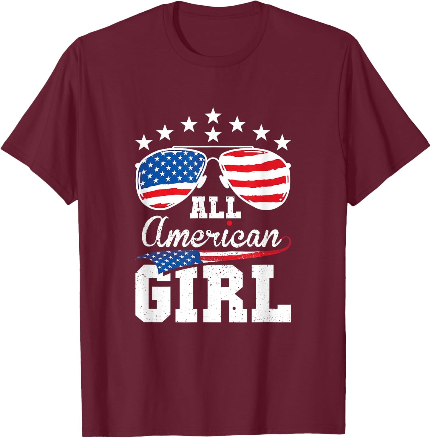 All American Girl 4th of July Matching Family T-Shirt - T-Shirt | Maroon