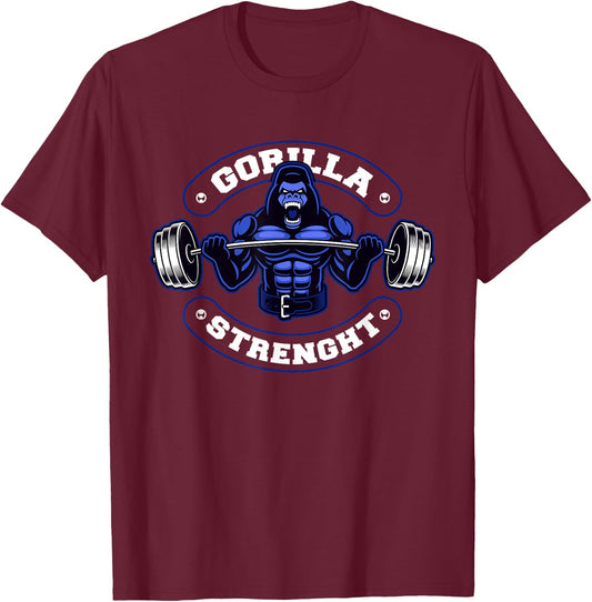 Gorilla Strength Workout Silver Back Monkey T-Shirt - T-Shirt | Maroon