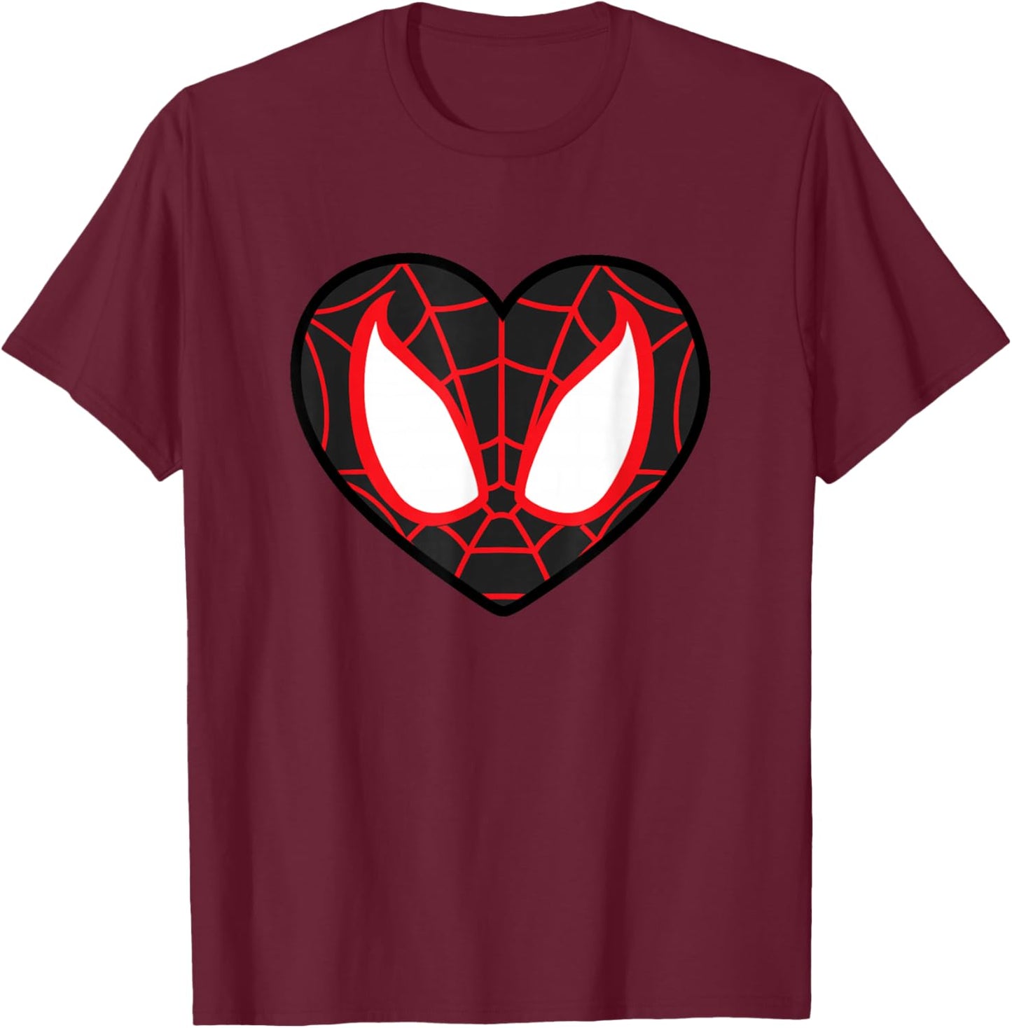 Marvel Ultimate Spider-Man Miles Morales Heart Mask Logo Small T-Shirt - T-Shirt | Maroon
