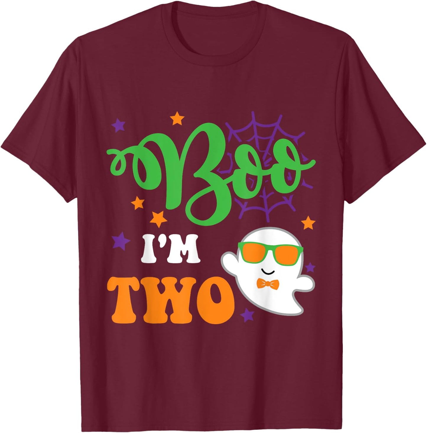 Boo I'm 2 Two Yr 2nd Birthday ghost halloween costume kids T-Shirt - T-Shirt | Maroon