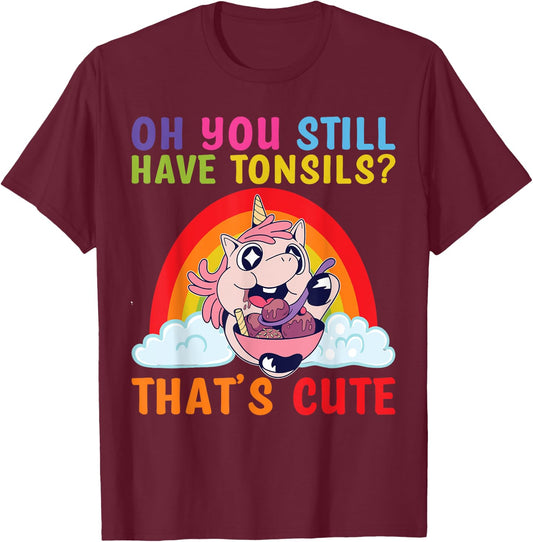 Tonsil Removal Surgery Recovery Tonsillectomy Unicorn T-Shirt - T-Shirt | Maroon