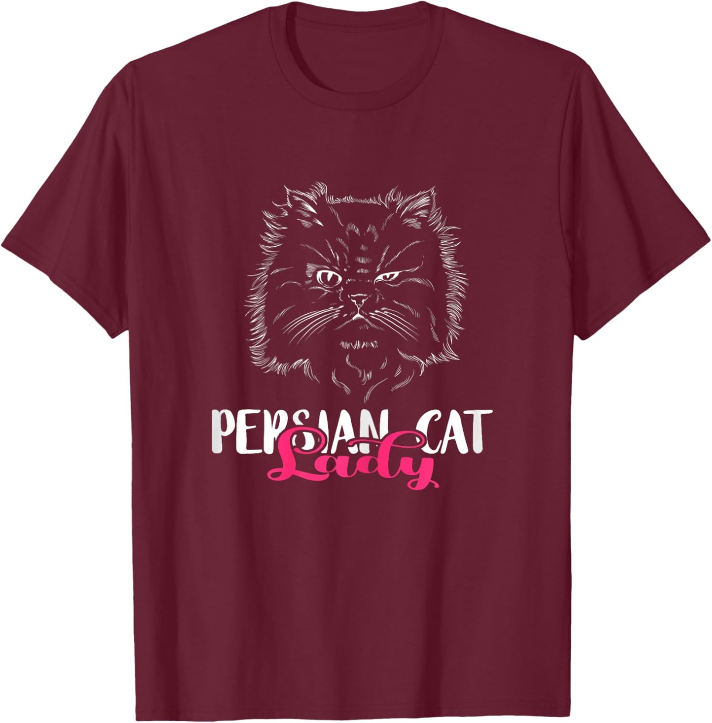Fluffy Cat Long Hair Cat Persian Cat Lady Persian Cat Lover T-Shirt - T-Shirt | Maroon