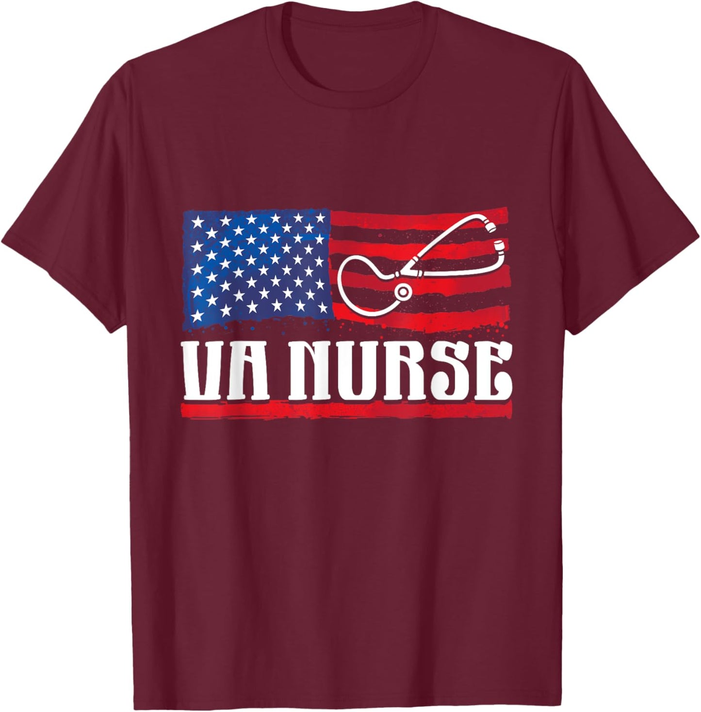 USA American Flag Vintage VA Veteran Nurse 4th of July Women T-Shirt - T-Shirt | Maroon