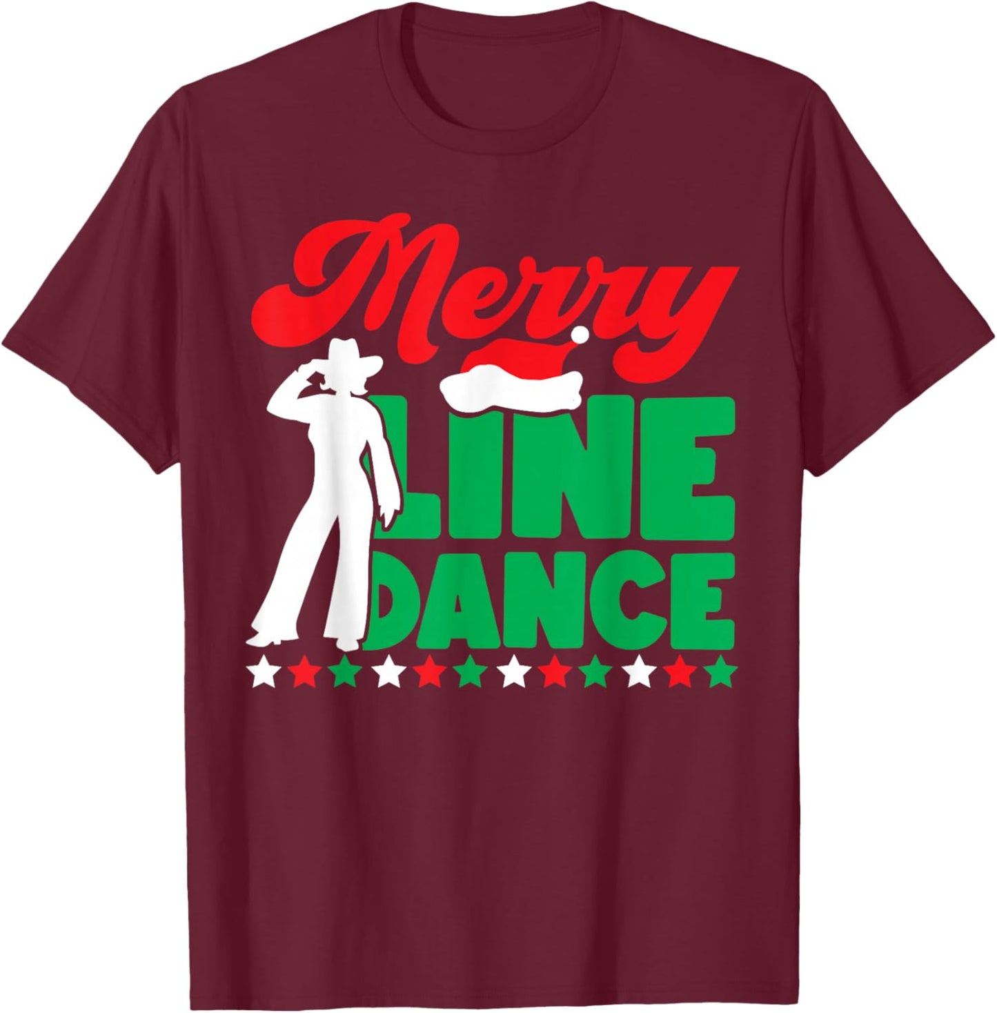 Line Dancing Dance Teacher Christmas Merry Line Dance T-Shirt - T-Shirt | Maroon