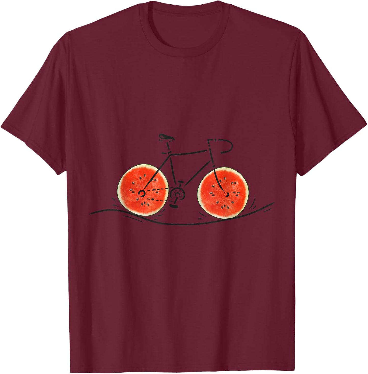 Fruity Bicycle watermelon Lover MTB Biker T-Shirt - T-Shirt | Maroon