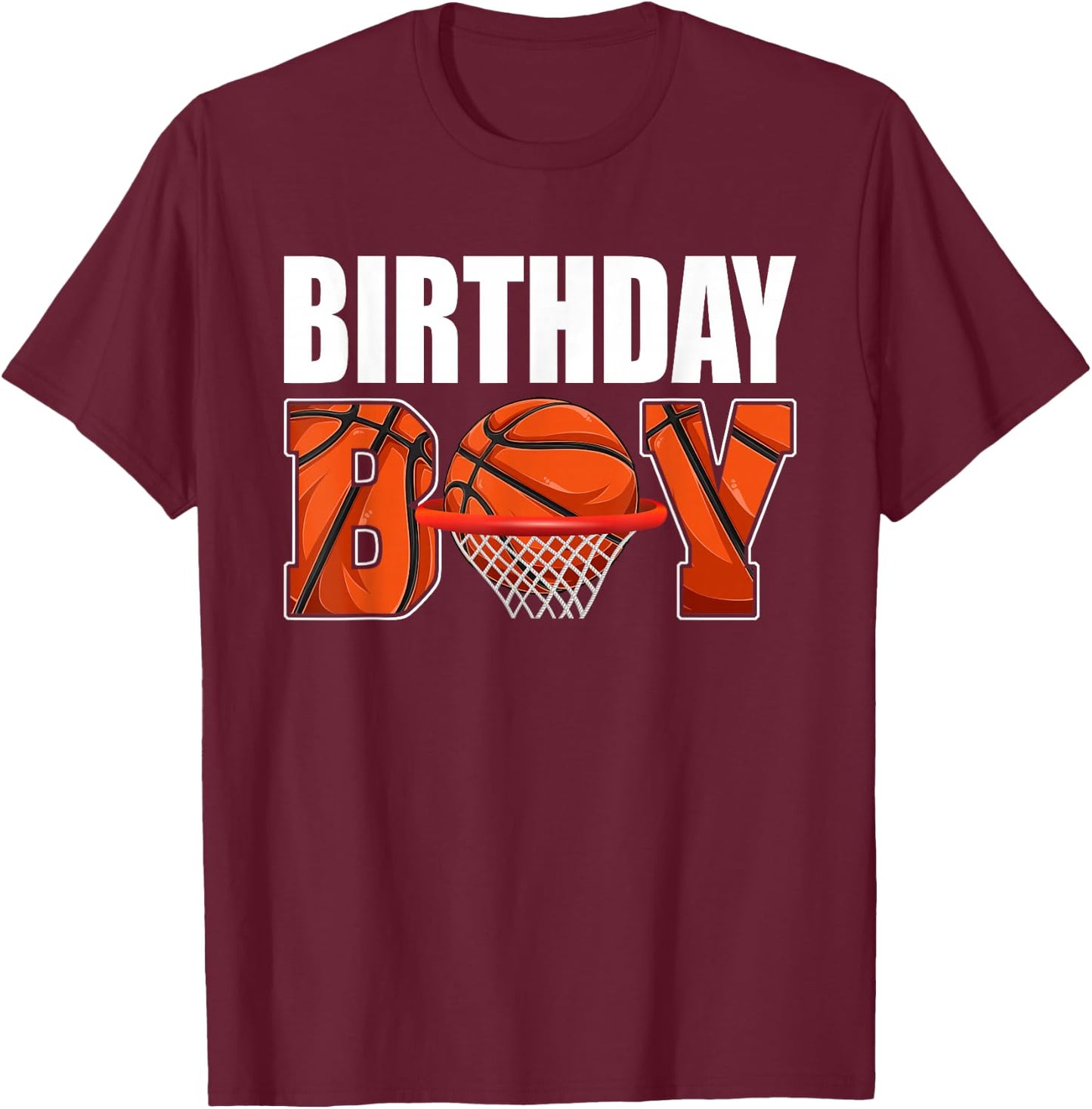 Birthday Boy Basketball Lover Birthday Party Boys Kids T-Shirt - T-Shirt | Maroon