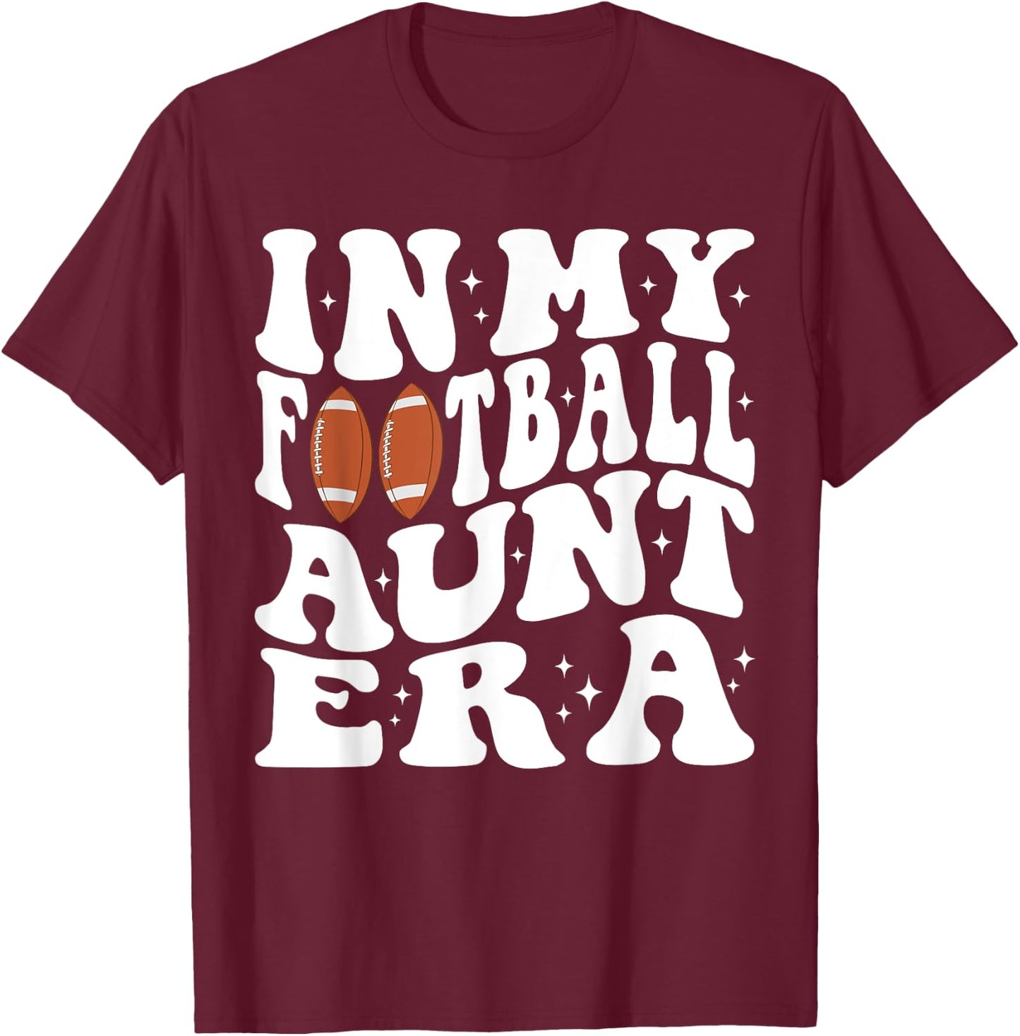 In My Football Aunt Era Groovy Football Auntie Christmas T-Shirt - T-Shirt | Maroon