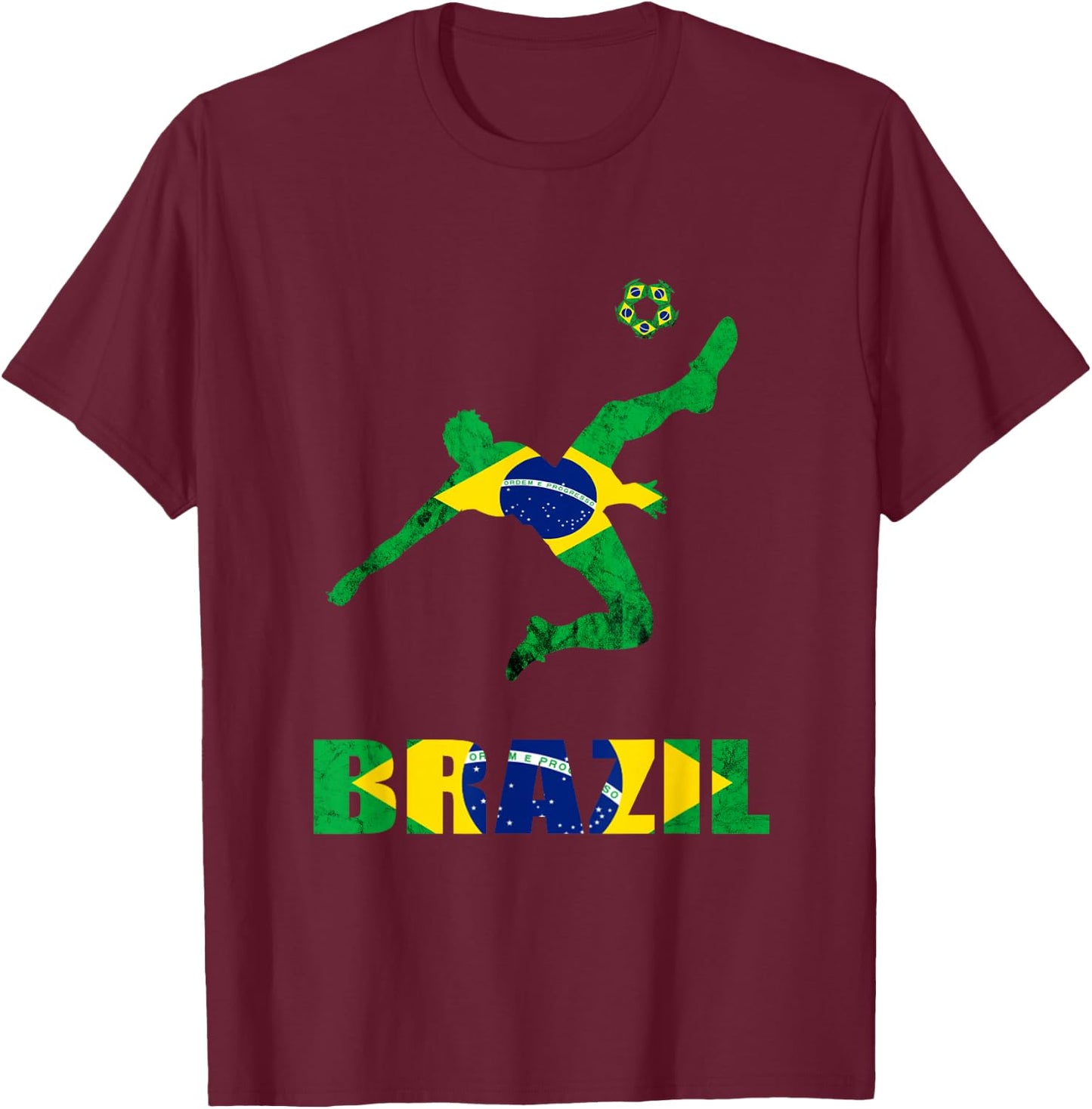 Brazil Soccer Brazilian Football Player Brasileiro Player T-Shirt - T-Shirt | Maroon