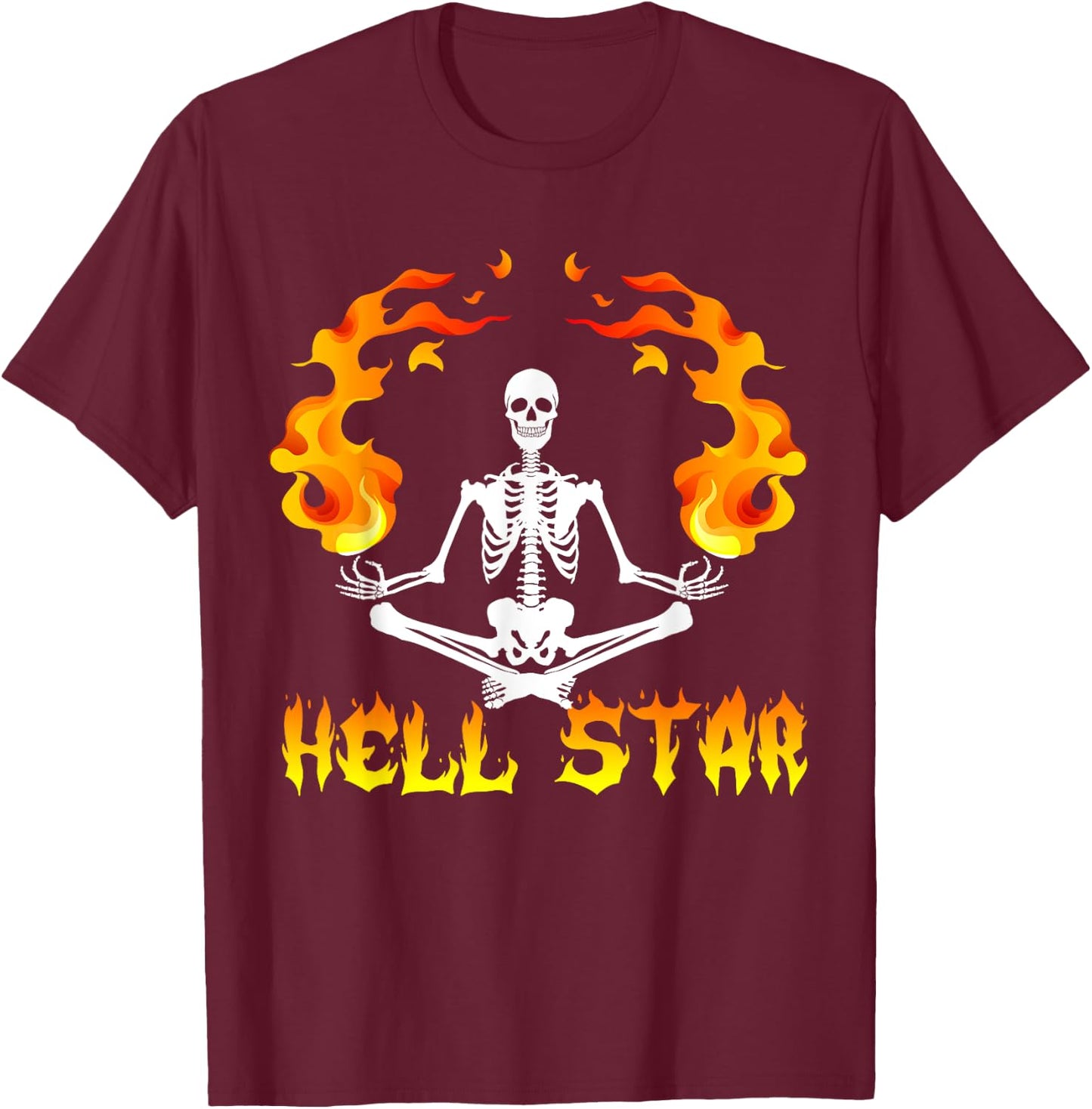 Skeletons Yoga become Hell Star T-Shirt - T-Shirt | Maroon