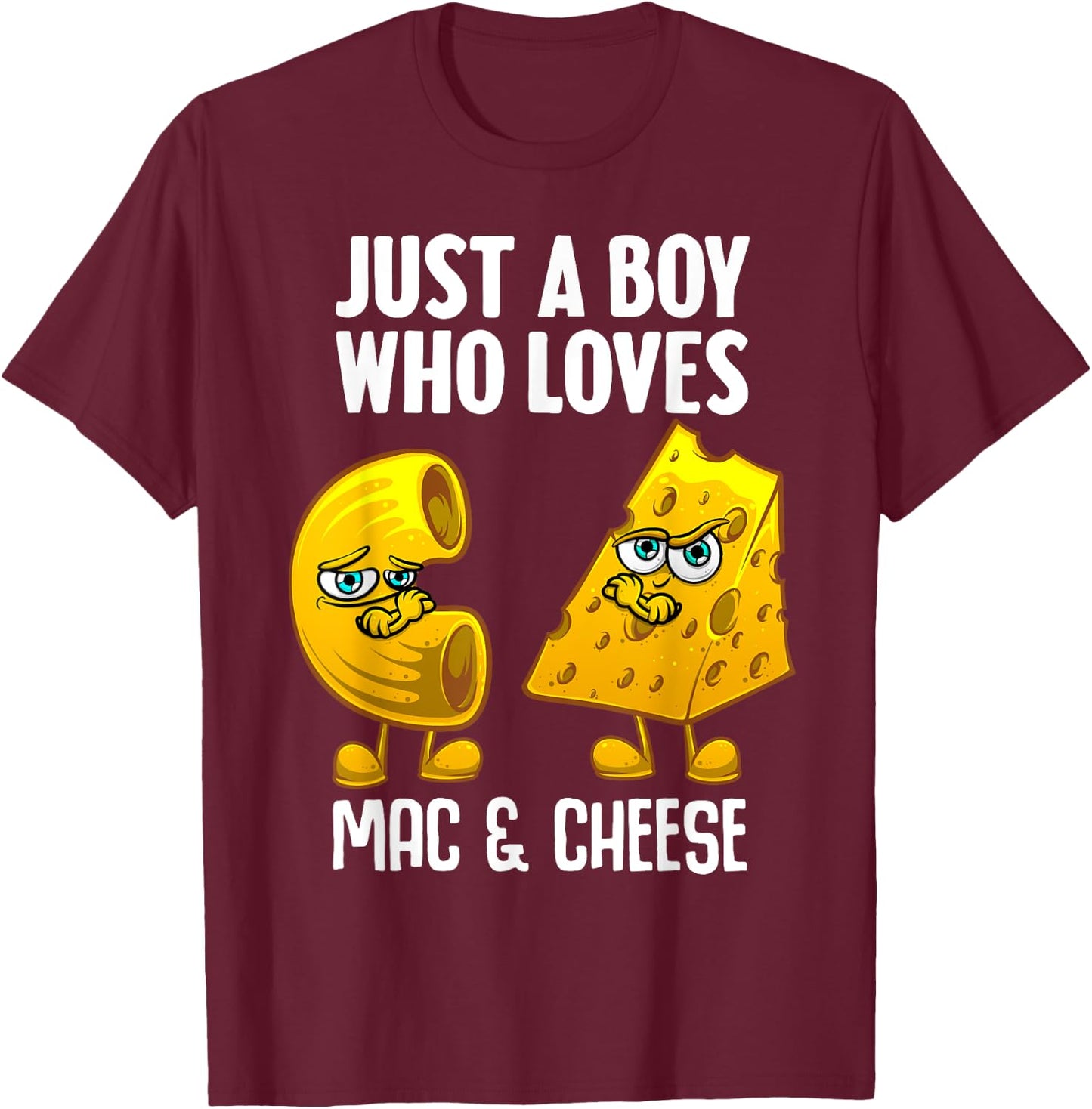 Funny Mac And Cheese Design For Boys Men Macaroni Cheese , Black T-Shirt - T-Shirt | Maroon