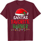 Santa's Favorite Barber Christmas Santa Claus tree lights T-Shirt - T-Shirt | Maroon
