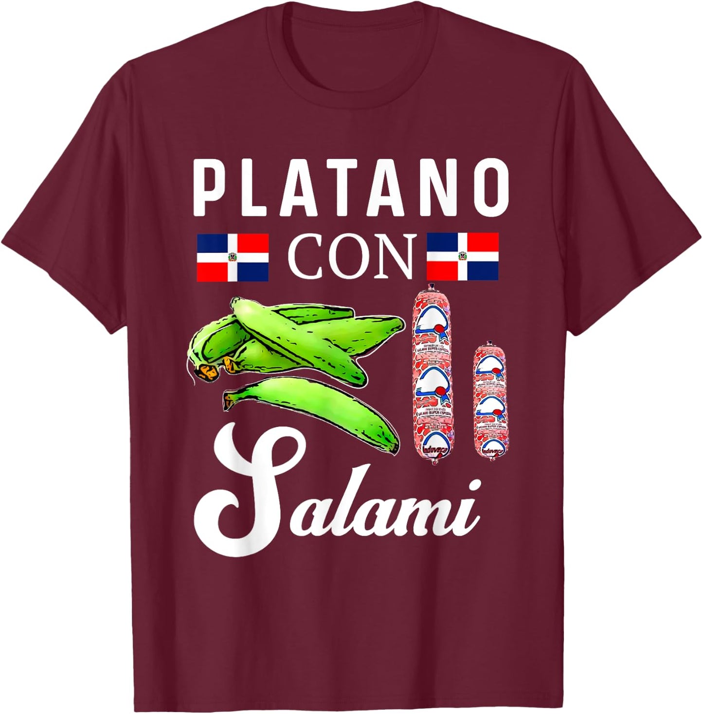 Dominicana Flag RD Dominican Republic Food Mangu Plantain T-Shirt - T-Shirt | Maroon