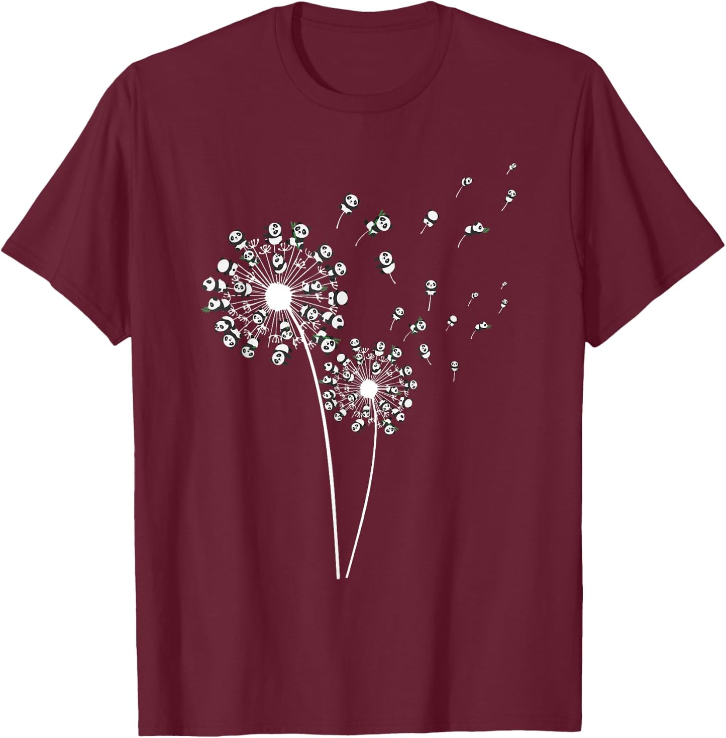 Funny Panda Dandelion Design Men Women Dandelion Panda Lover T-Shirt - T-Shirt | Maroon