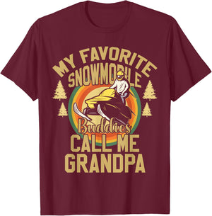 My Favorite Snowmobile Buddies Call Me Grandpa Retro Winter T-Shirt - T-Shirt | Maroon