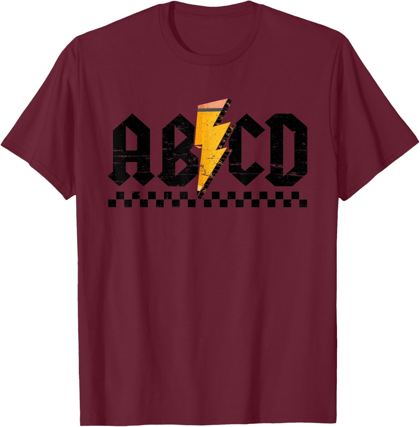 Lightning Pencil Rock'n Roll ABCD Teacher Back To School Kid T-Shirt - T-Shirt | Maroon