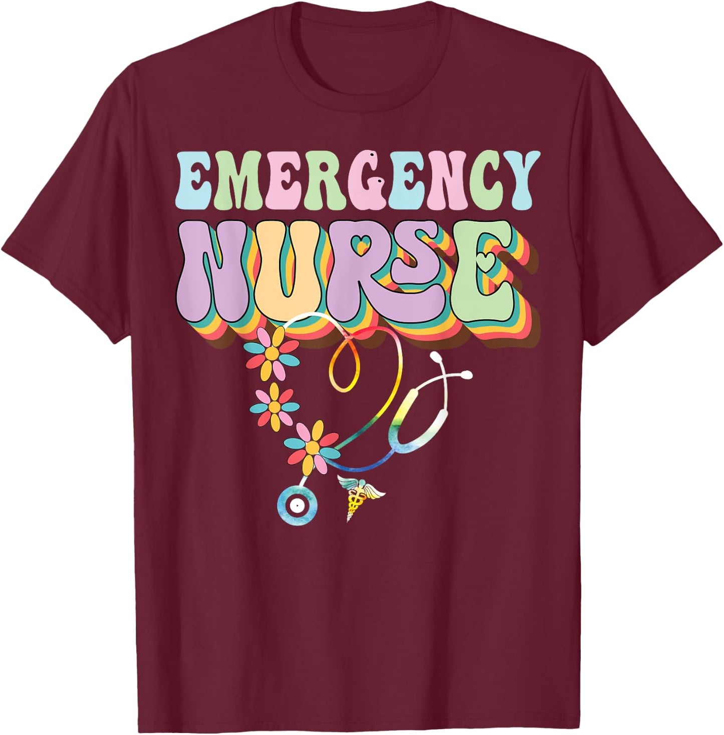Groovy Nurse Shirt For Emergency Room Nurse Job Lover Gifts T-Shirt - T-Shirt | Maroon